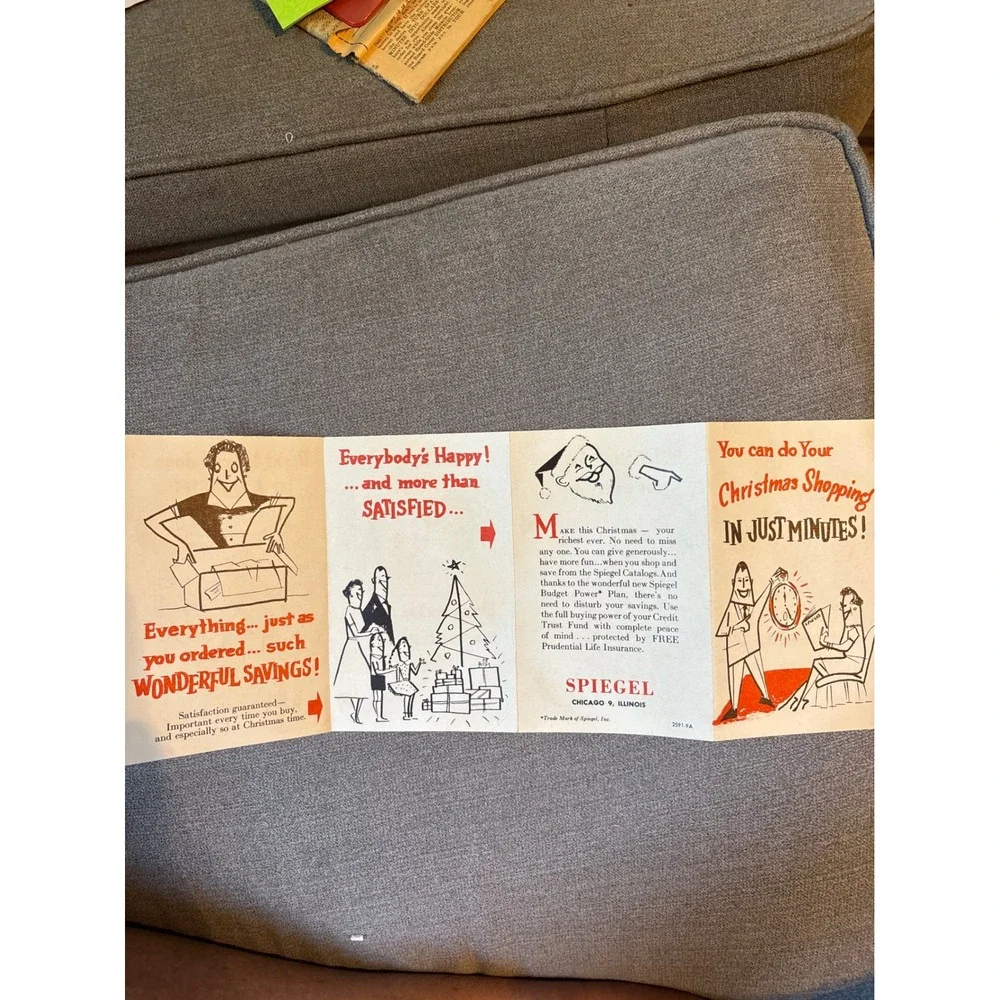 Vintage 1955 Spiegel Christmas Catalog Mailer Advertising Brochure Envelope Set